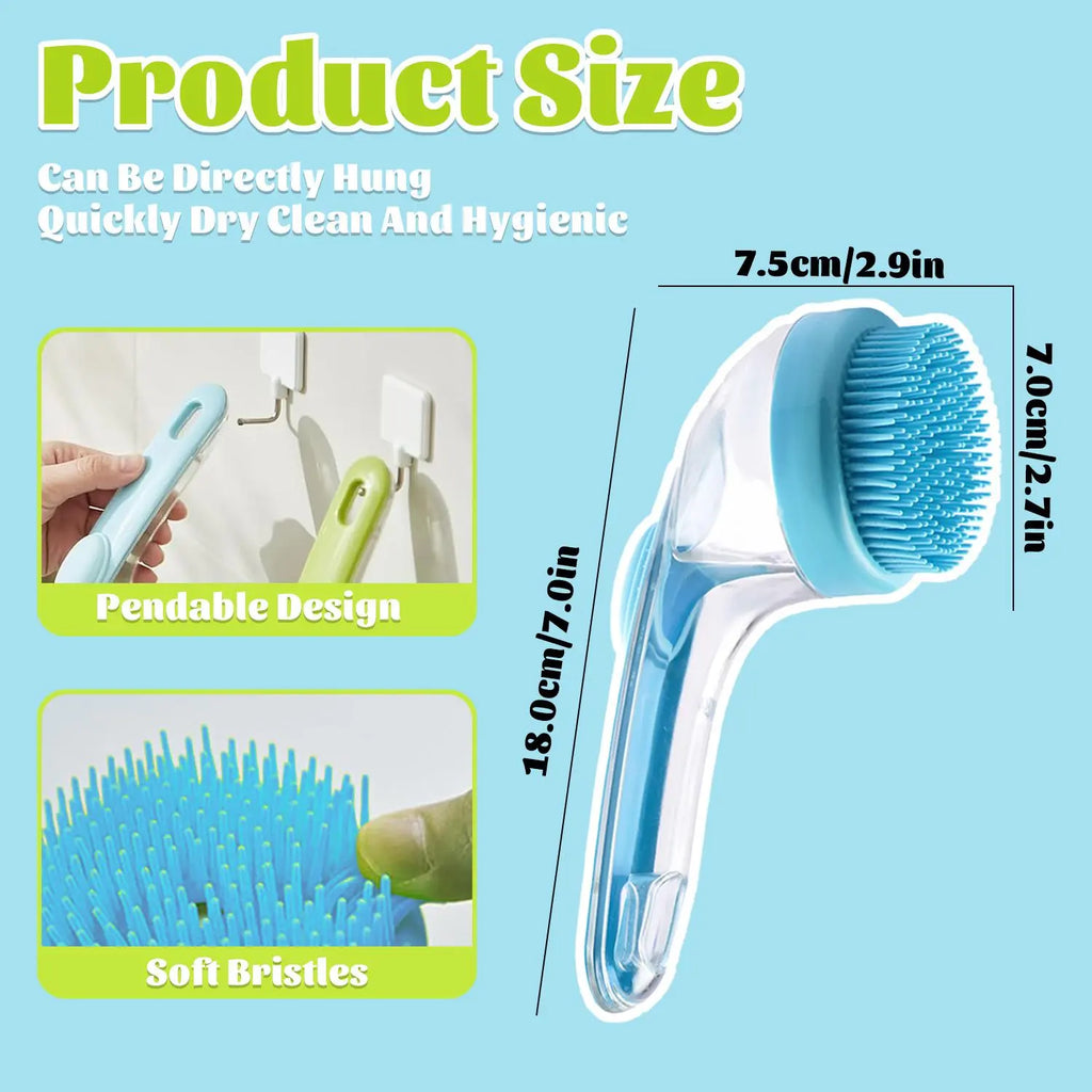 Pet Bath Brush with Shampoo Dispenser for Dogs & Cats, Ergonomic Handle, Gentle Massage Grooming Tool, Easy to Use, Essential Dog Bath Supply Fathersdaygift
