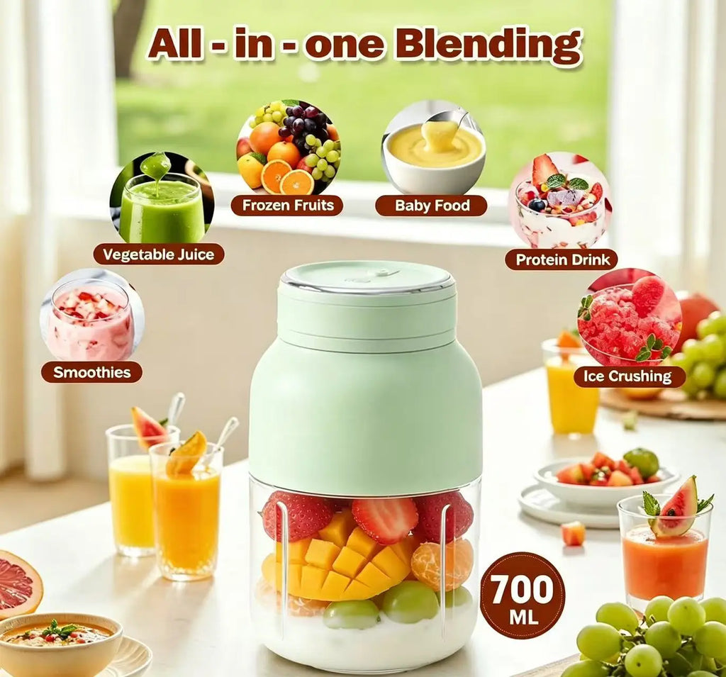 Portable Cordless Handheld Blender - 24Oz Bpa-Free Vessel, Leakproof Lid, Sip Spout, USB-C Rechargeable Battery-Powered Mini Blender for Shakes, Travel Use, Kitchen Tools and Gadgets, Cool Outdoor Gadgets (Includes Nutritious Recipe)
