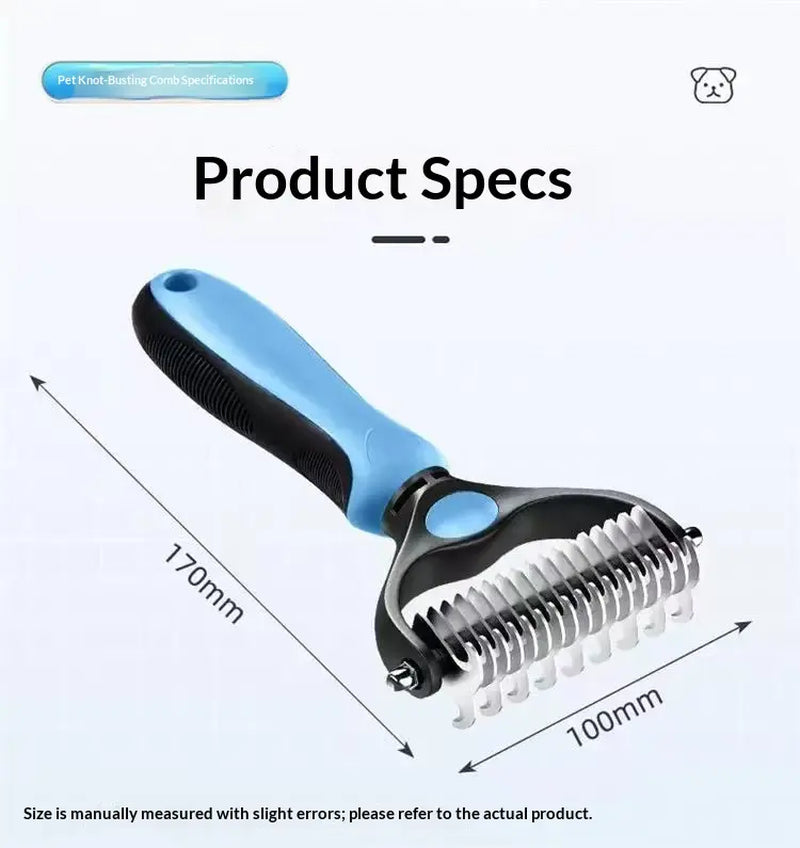 Pet Dematting Undercoat Rake for Long Haired Dogs Cats, Double Sided Deshedding Brush, Pain Free Tangle Remover to Reduce Shedding & Mats, Pet Grooming Tool N2 Comb