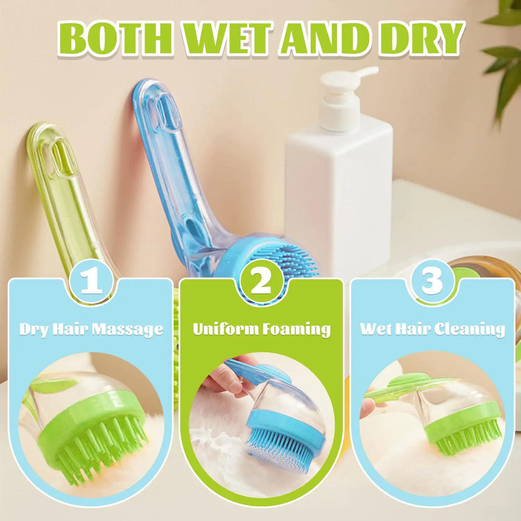 Pet Bath Brush with Shampoo Dispenser for Dogs & Cats, Ergonomic Handle, Gentle Massage Grooming Tool, Easy to Use, Essential Dog Bath Supply Fathersdaygift
